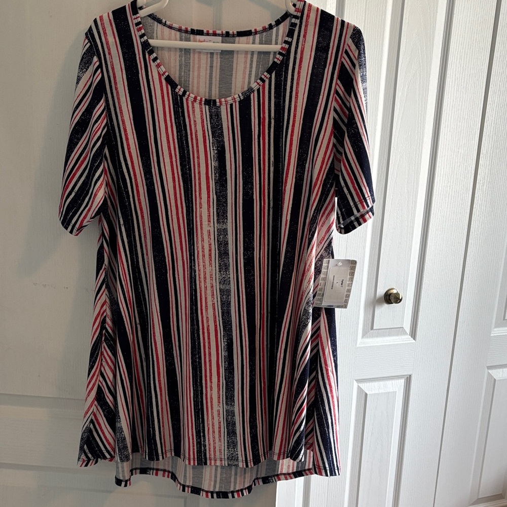 LuLaRoe Perfect T Multicolor Striped Short Sleeve Top